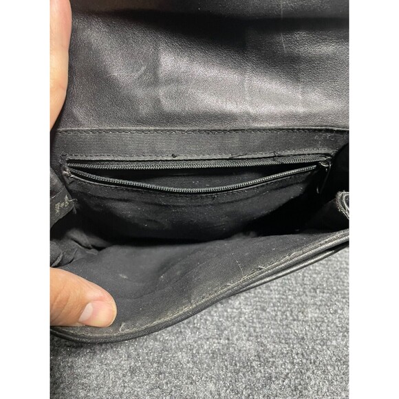 Vintage One World Brighton ChocBrown Croc-Embossed & Black Leather Crossbody Bag - Picture 7 of 12